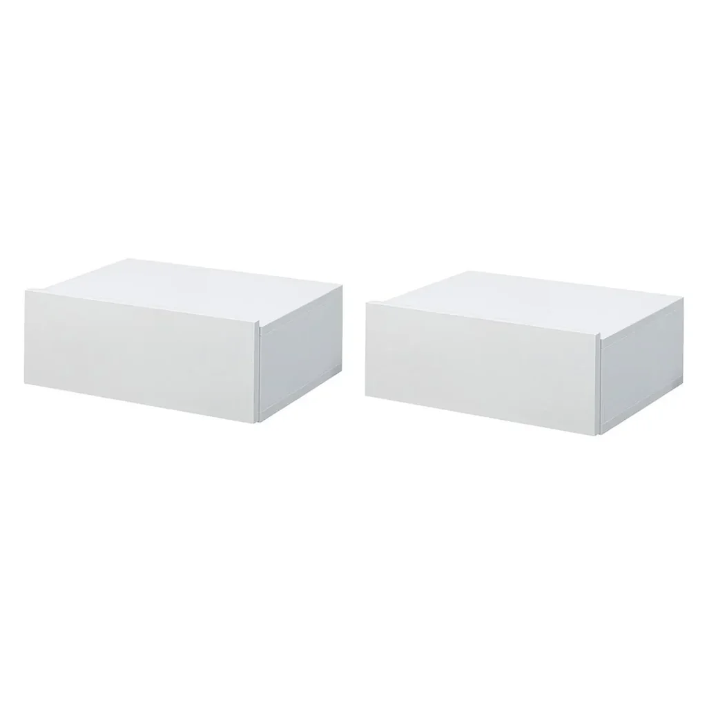 2 tlg. Wandnachttische Nachttisch Wandschrank mit Schublade Spanplatte Weiß 40 x 30 x 15 cm