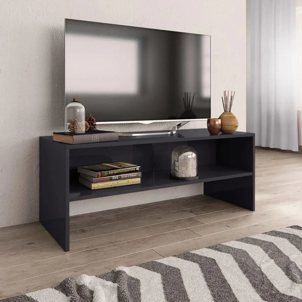 TV-Schrank 100x40x40 cm Spanplatte Hochglanz grau