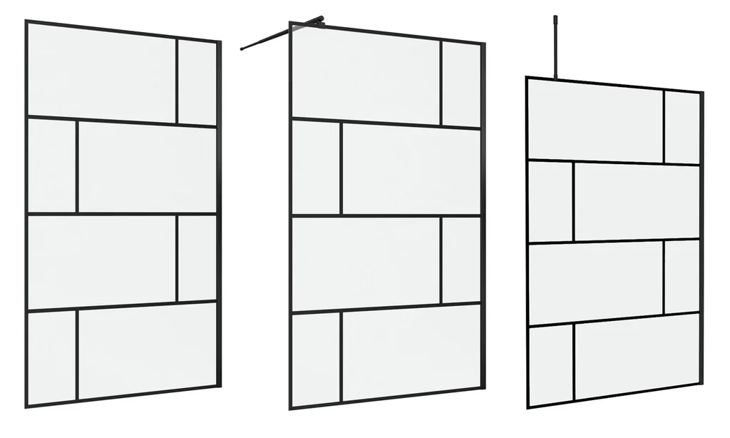 Duschwand in mordernem Design 120 x 195 cm - Glasdusche mit matt schwarzen Wandprofil - inklusive Deckenhalterung