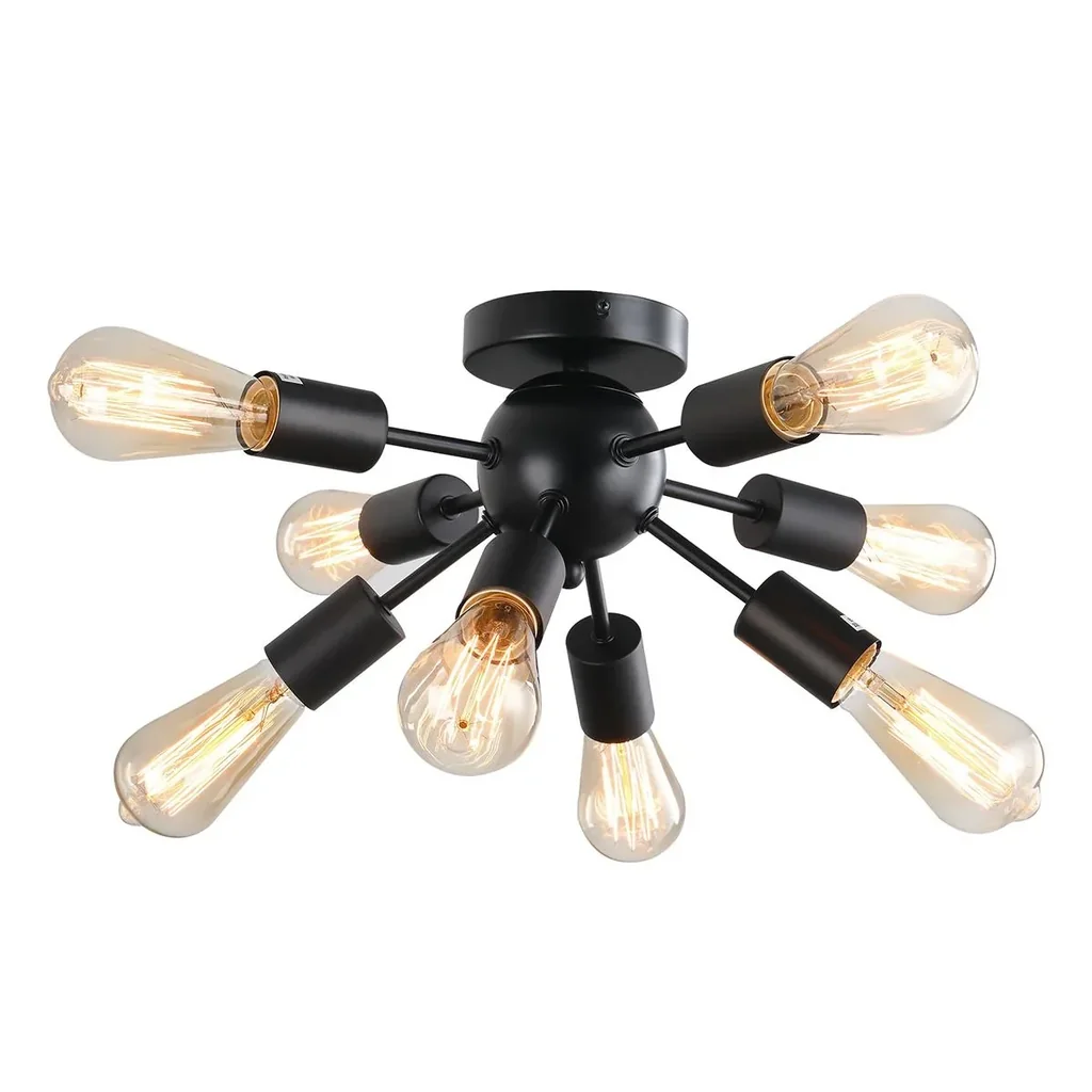 Deckleuchte Deckenlampe Wandlampe Glas Bürolampe LED Deckenbeleuchtung für Bad Küche Balkon Korridor 40W, Schwarz, Stahl