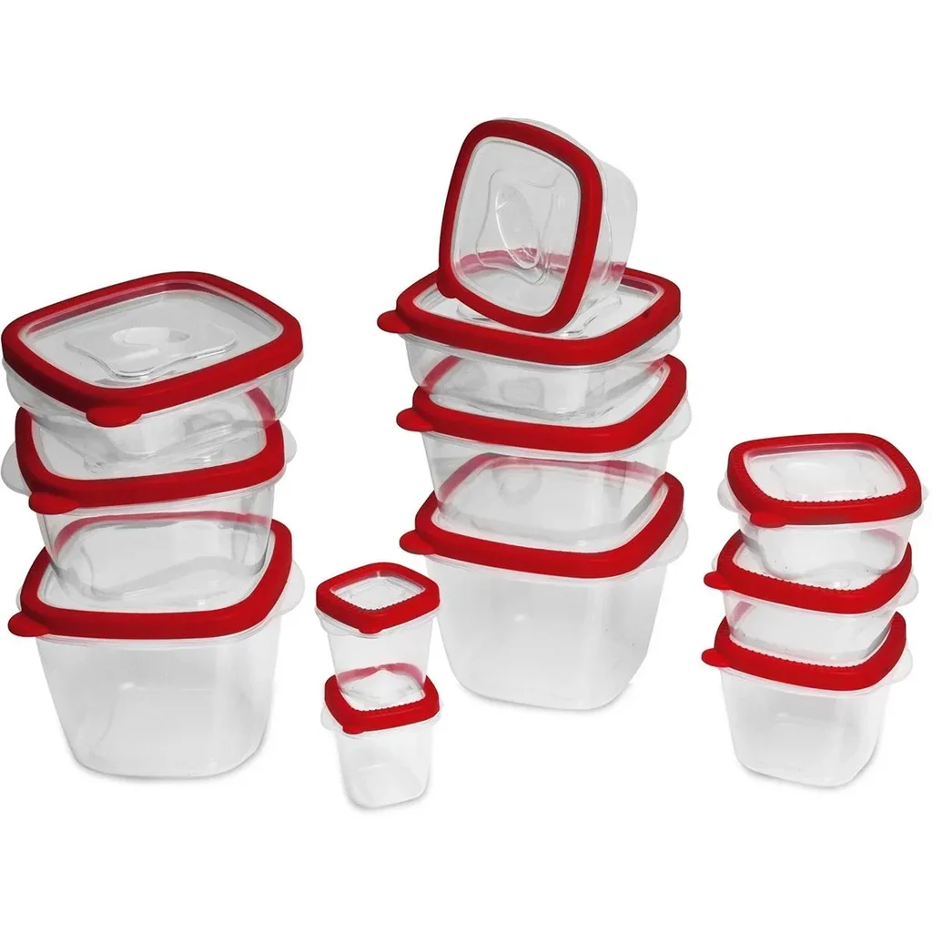 Edco Lebensmittel-Aufbewahrungsboxen 24 Stk. Rot BPA-frei