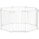 Welpenauslauf Freigehege für Hund Schutzgitter mit Tür Kaminschutzgitter flexible klappbar 8 Paneele je 60 x 76 cm Weiß