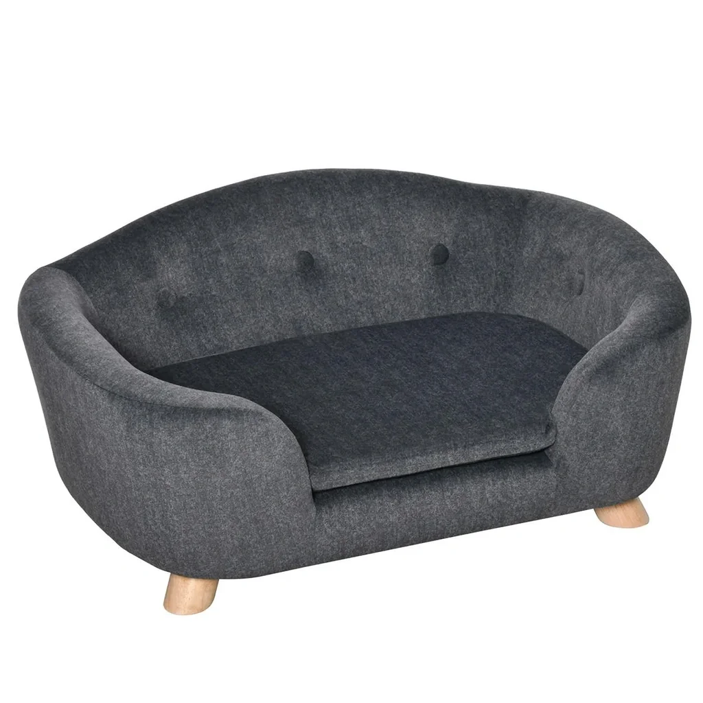 Haustiersofa Hundematte Hundebett Hundesofa Hundecouch Katzen Sofa mit Kissen Rückentasche Plüsch Schaumstoff Kiefernhol