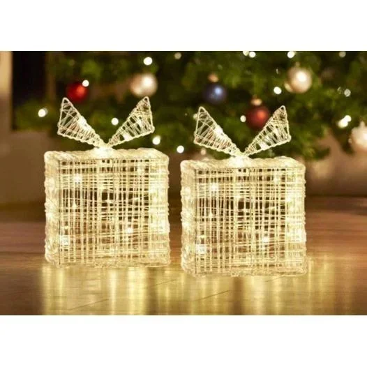 2 beleuchtete Geschenkboxen 20 cm hoch - 40 LED