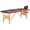Massagetisch klappbar 4 Zonen Holz schwarz und orange