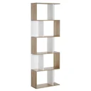Bücherregal S-förmig Ausstellungsregal Standregal 5-stöckiger moderner Raumteiler Spanplatte Weiß 60 x 24 x 184,5 cm