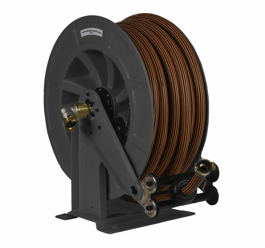 Schlauchaufroller Stahl/ABS-Kunststoffgehäuse OSK 610 mit 20 m, 3/4" Gummischlauch ET, max. 15bar/90°C