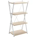 Bücherregal X-Form Standregal mit 4 Ebenen Aufbewahrungsregal für Wohnzimmer Schlafzimmer Küche Büro Spanplatte Metall N