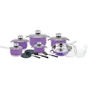 Herenthal - Komplettes 18-teiliges Kochgeschirr-Set - Edelstahl - lila