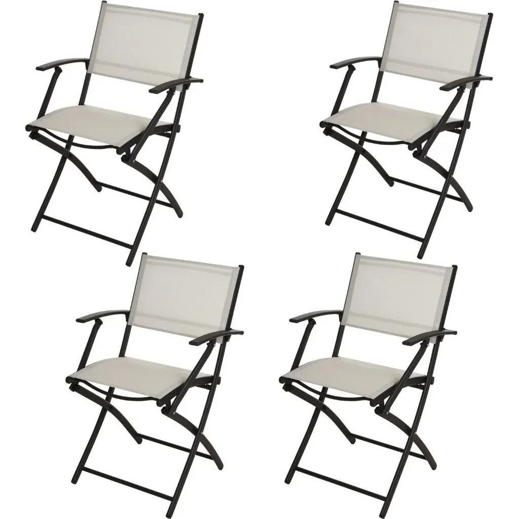Pro Garden Klappstuhl / Klappstuhl / Gartenstuhl / Campingstuhl - mit Armlehne - 54X56X83.5cm - Weiß - 4 STUKS