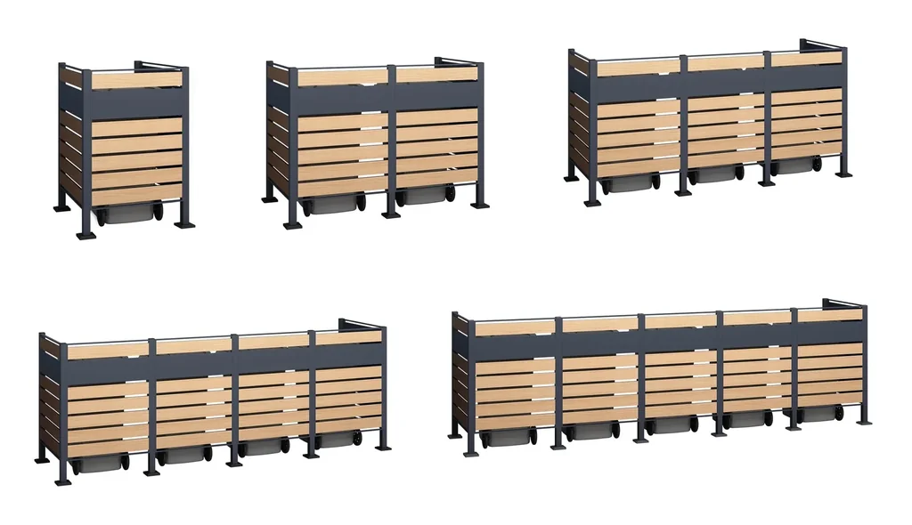 Mülltonnenverkleidung Planum 2er Box, 120 cm, holzoptik