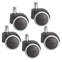 Drehstuhlrollen/Bürostuhlrollen 5 teilig Ø 50 mm, soft, intervallgebremst, Steckstift 11 x 20 mm, Tragkraft 50 kg/Rolle