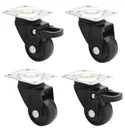 Design 3C Lenkrollen 4 teiliges Set - Ø 25 mm, soft, schwarz, 2 Rollen mit & 2 ohne Feststeller, Tragkraft 12 kg / Rolle