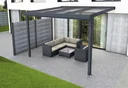 Terrassendach Premium, anthrazit, 3094 x 3060 mm - Polycarbonat Stegplatten 16 mm, bronze