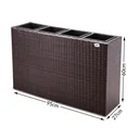 Pflanzgefäß Polyrotan braun 95 x 27 x 60cm geeignet für 4 Pflanzen