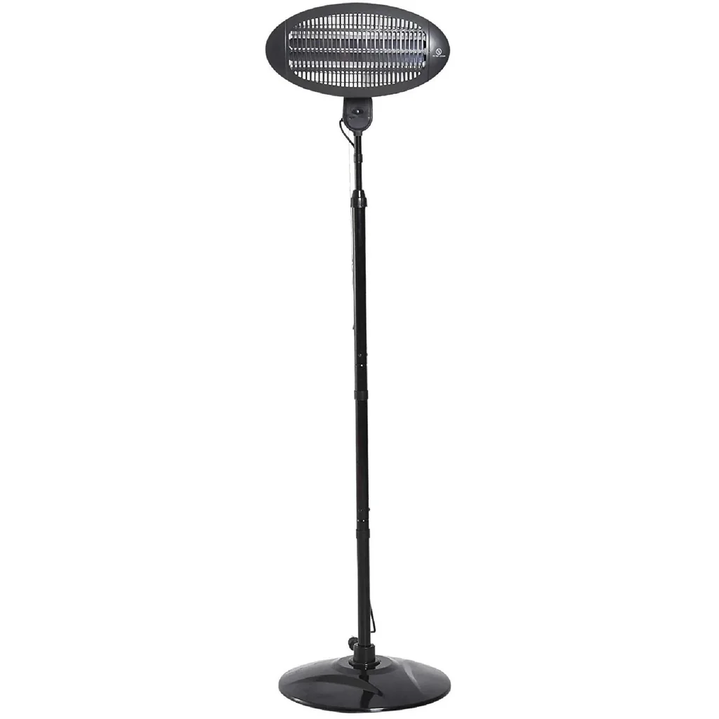Heizstrahler Freistehender Terrassenheizer Quartz elektrisch 360° drehbar 2KW Ø50 x H(180-210) cm