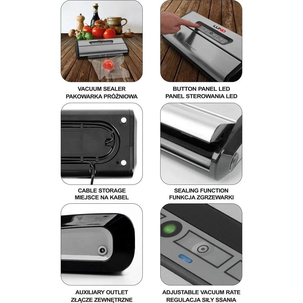 Vakuumverpackungsmaschine - 175W - 34x15x6cm mit 100 Vakuumbeuteln