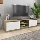 TV-Schrank 140x40x35,5 cm weiß und Sonoma-Eiche