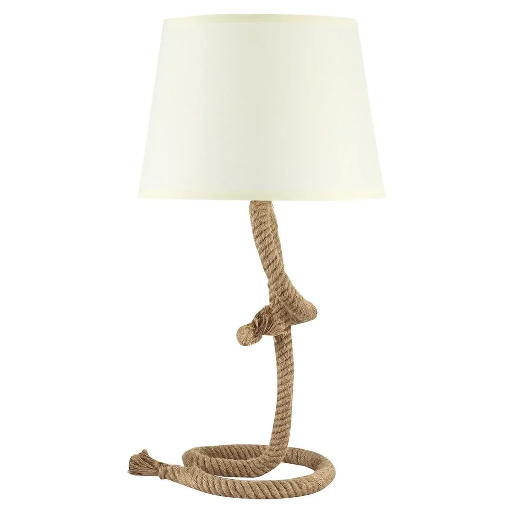 Tischlampe Taulampe Hanfseil Nachttischlampe Lampenschirm Vintage E27 40 W Wohnzimmer Schlafzimmer Beige Ø32 x 63 cm