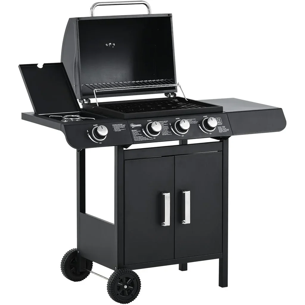 Grillwagen mit 4 Brennern schwarz