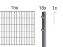 Doppelstabmattenzaun Komplettset, anthrazit, Höhe 80 cm, Länge 30 m
