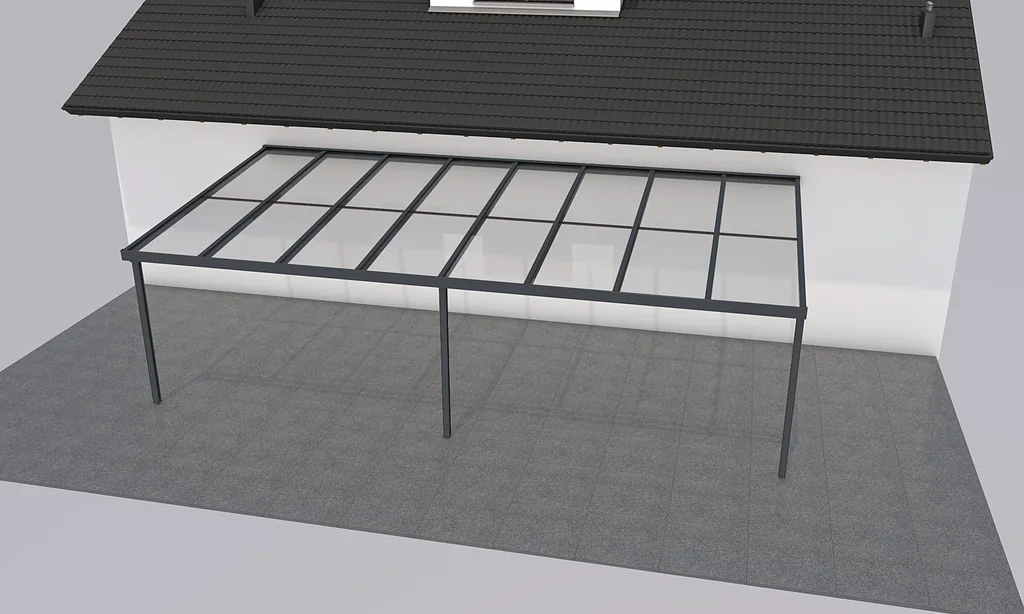 Terrassendach Premium, anthrazit, 8125 x 4060 mm - 10mm Verbundsicherheitsglas (VSG)