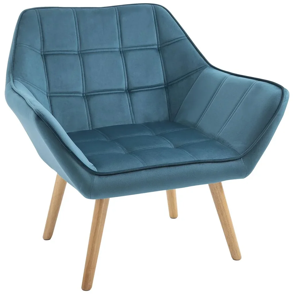 Einzelsessel Ohrensessel Relaxsessel Sessel mit Samt erhöhte Beine samtartiges Polyester skandinavisch Grün 68,5 x 61 x