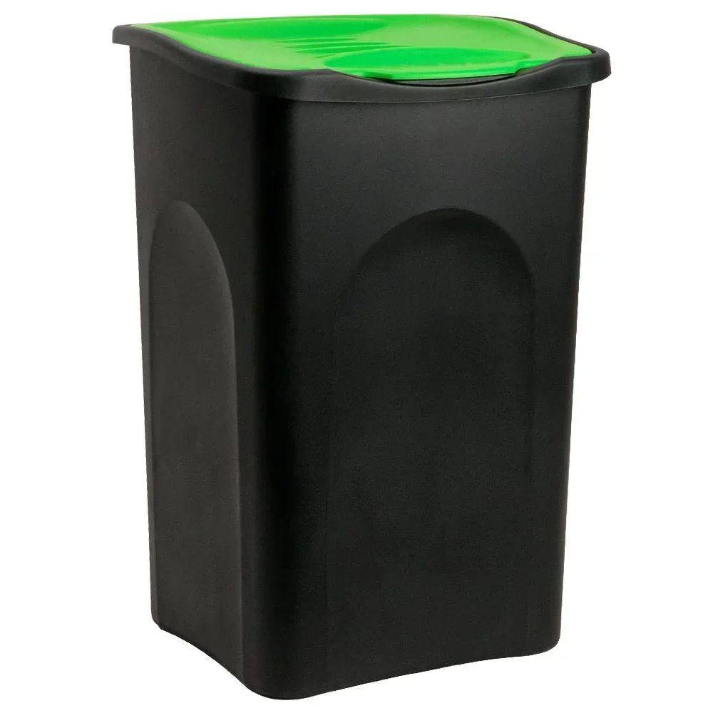 Mülleimer schwarz/grün Kunststoff 50L