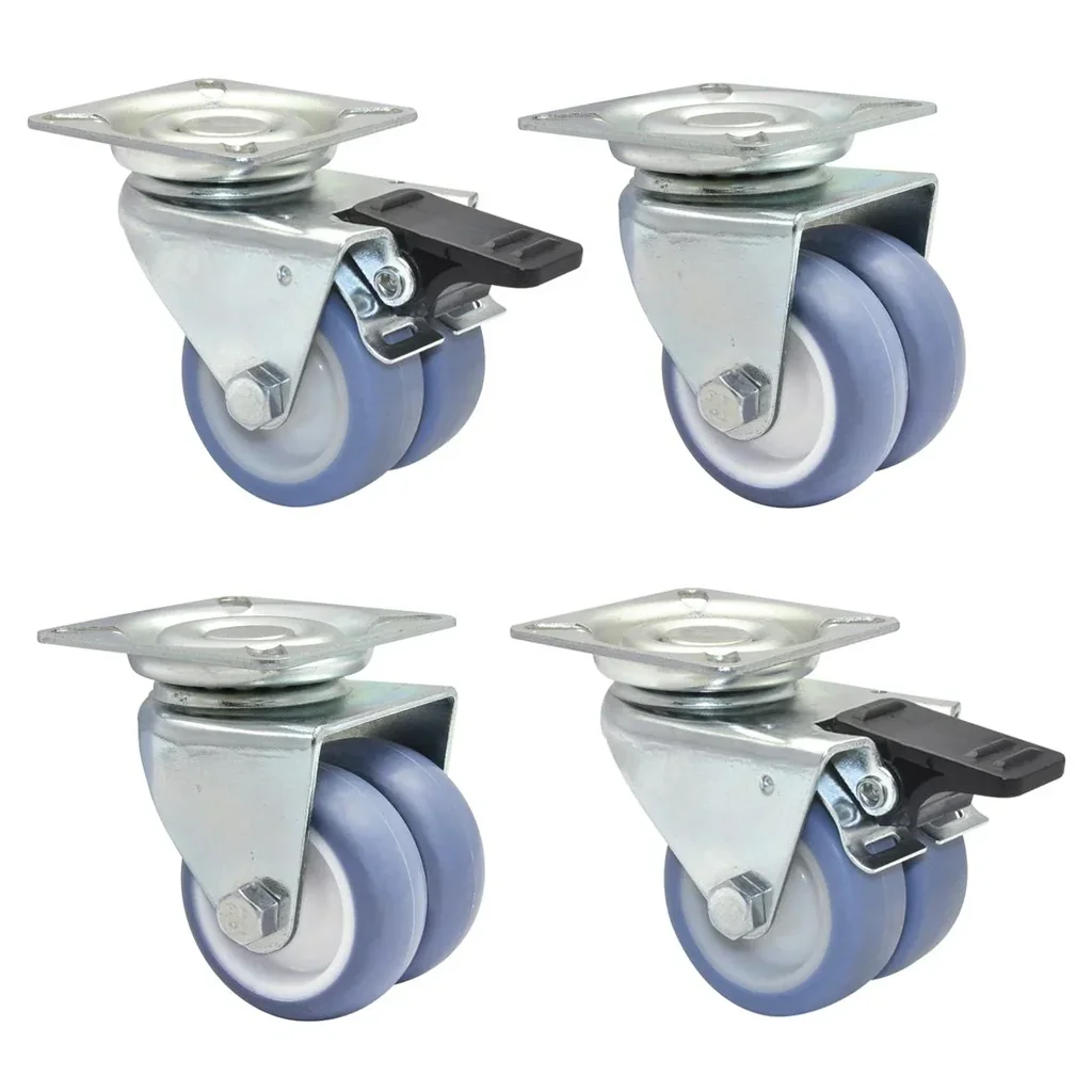Strandkorbrollen 4 teiliges Set / Doppelrollen ULTRASOFT - Ø 50 mm, 2 Feststeller, Tragkraft 300 kg / Set, 02155200