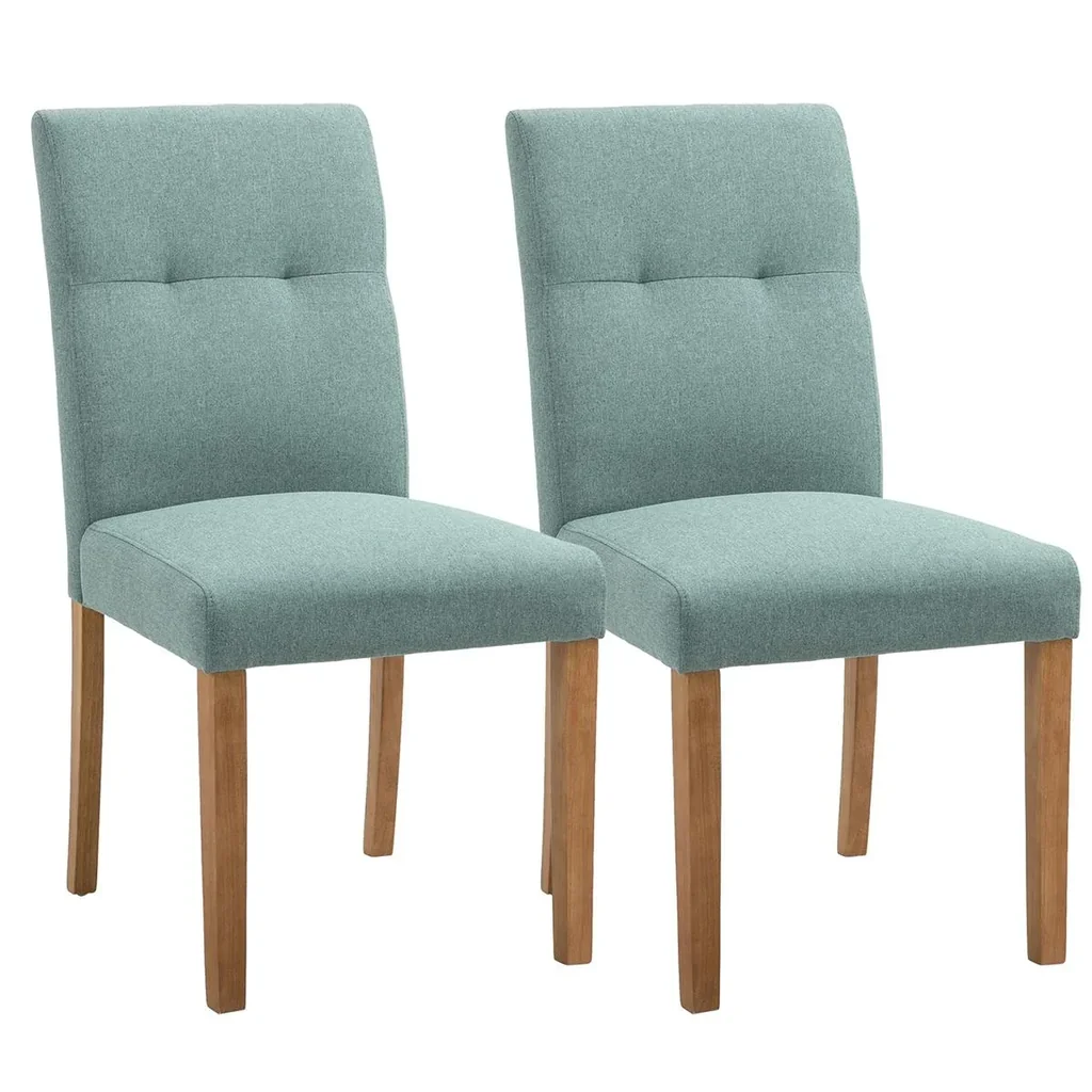 Esszimmerstühle 2er-Set mit gepolstertem Sitz Stuhl Polsterstuhl Leinen-Polyester-Gewebe Schaumstoff Gummiholz Grün 50 x