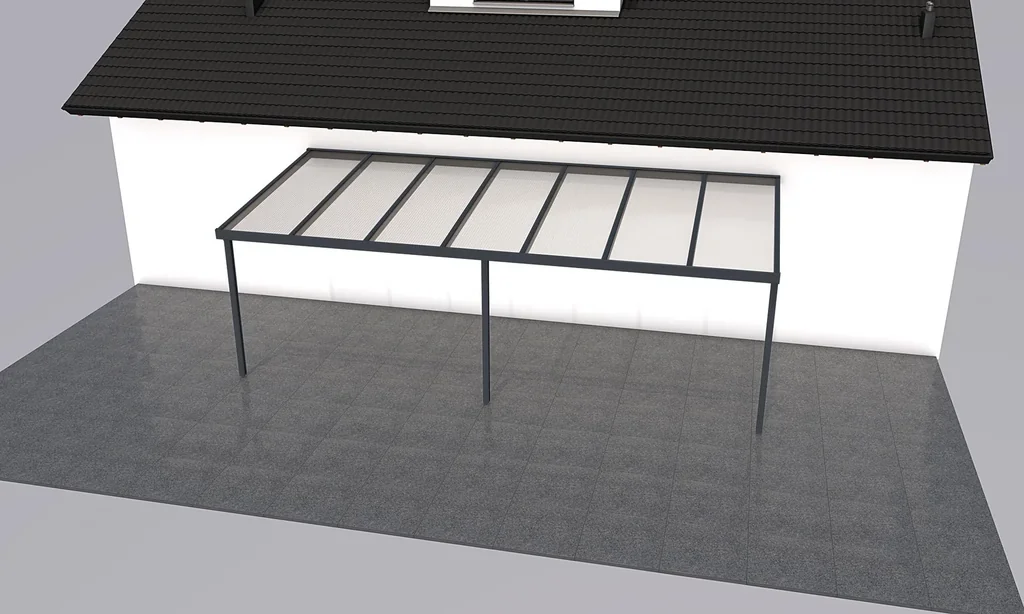 Terrassendach Premium, anthrazit, 7120 x 3060 mm - Polycarbonat Stegplatten 16 mm, bronze