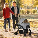2-in-1 Hundebuggy Transporttasche Katzenbuggy mit Universal Rad abnehmbar Abdeckung Oxford Grau+Schwarz 76,5 x 48 x 99 c