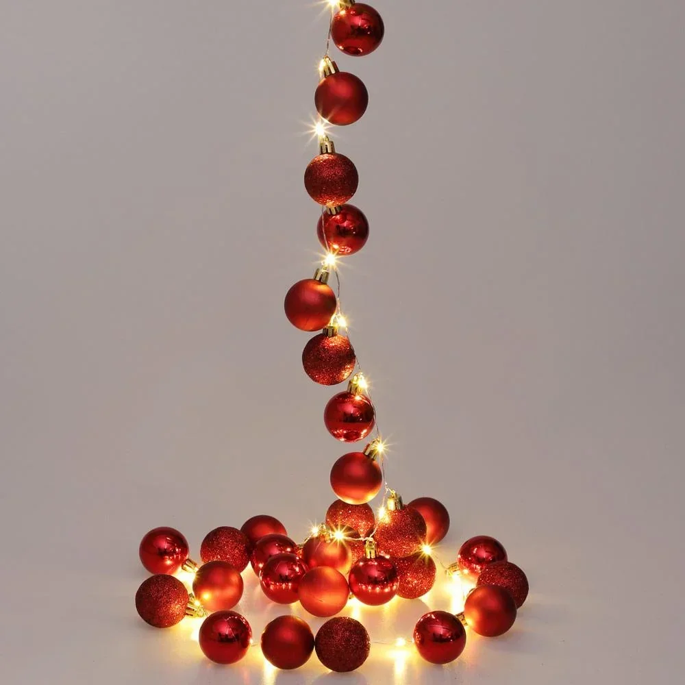 Weihnachtsbeleuchtung Kugeln 40-LED - Rot - 2m