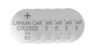 Lithium Knopfzelle CR2025, 3 Volt - 5 Stück
