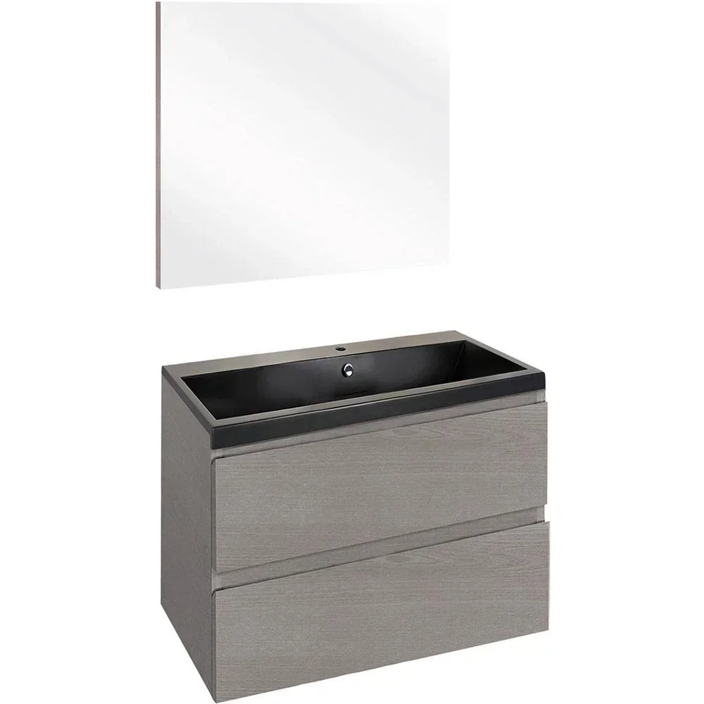 Concept Badezimmermöbel met spiegel 60cm - gris/schwartz