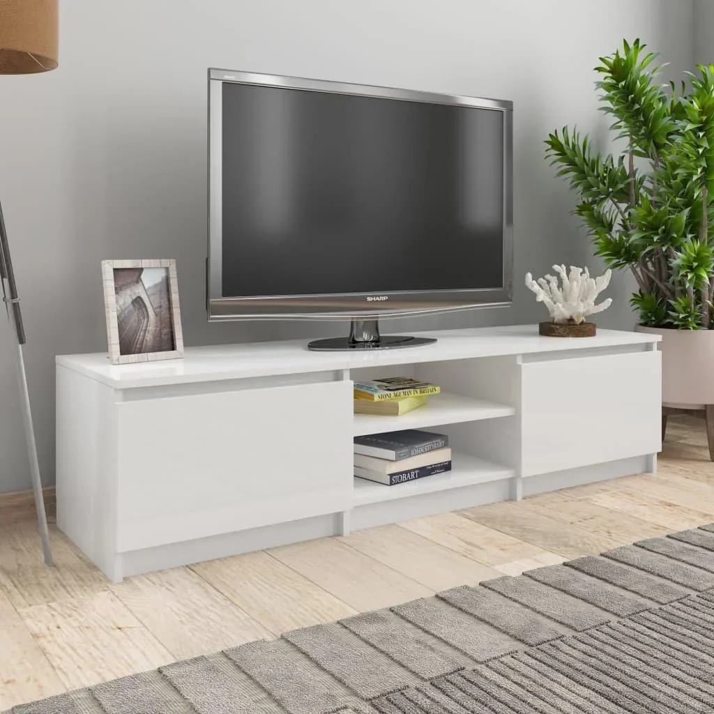 TV-Schrank 140x40x35,5 cm Spanplatte Hochglanz weiß