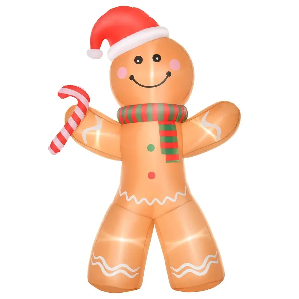 Aufblasbarer Lebkuchenmann 2,4 m Weihnachtsdekoration mit Lichtern Aufblasbares Modell Weihnachten Gärten Dekoration aut