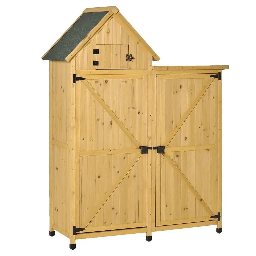 Gartenhaus Gerätehaus Gartenschuppen Doppeltür-Design Holz für den außenbereich wetterfest 138 x 54,5 x 175 cm Gelb