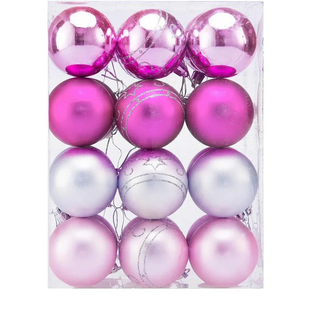 Weihnachtskugeln 24 Stück Rosa - Durchmesser 6cm