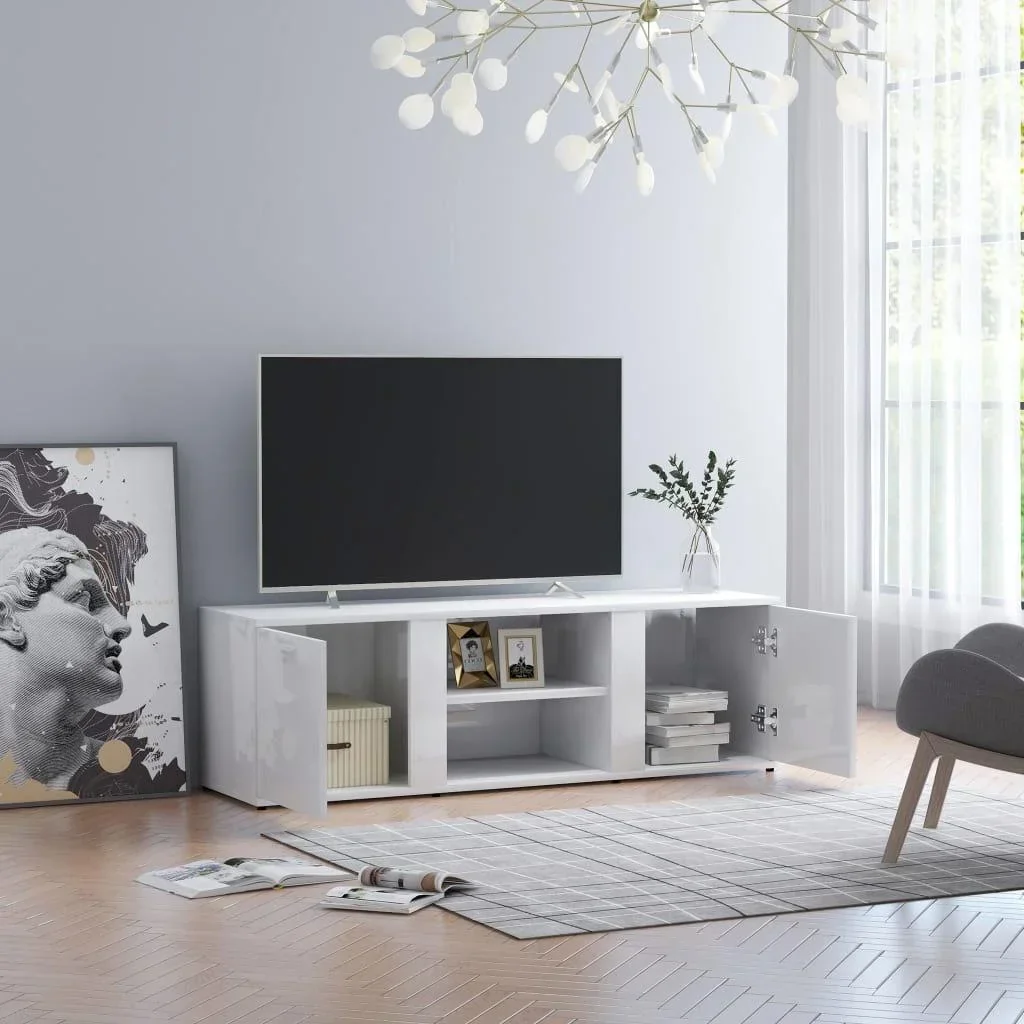 TV-Schrank 120x34x37 cm Hochglanz weiß Spanplatte