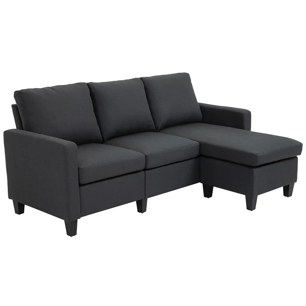 3-Sitzer Sofa mit zwei Liegesesseln und einer Chaiselounge Dunkelgrau