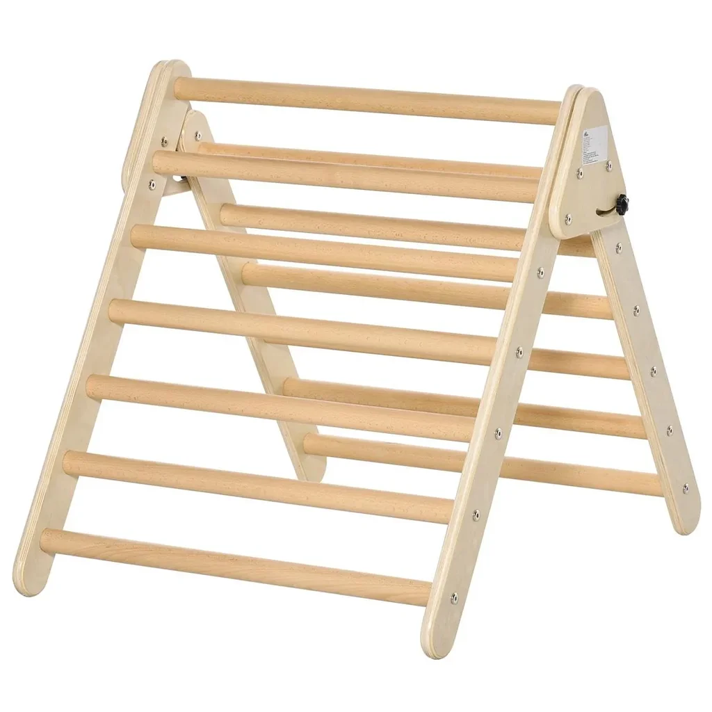Kletterdreieck aus Holz faltbares KletterDreieck für Kinder und Baby 3-6 Jahre Indoor Sprossendreieck Natur 85,4 x 69,5