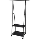 Storage Solutions Kleiderständer mit 2 Einlegeböden - Schwarz - Edelstahl - Auf Rädern