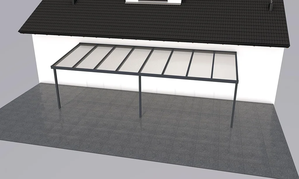Terrassendach Premium, anthrazit, 8125 x 3060 mm - 10mm Verbundsicherheitsglas (VSG)