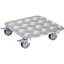 Multi Roller MR 7003, 29 x 29 x 7,5 cm, softe Rollen Ø 50 mm, Gleitlager, 2 Bremsen, Alu Riffelblech, Tragkraft 150 kg