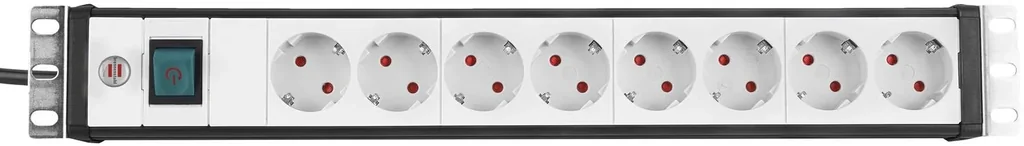 Steckdosenleiste Premium-Line 8-fach, 19" Format ideal für Serverschränke, schwarz/grau