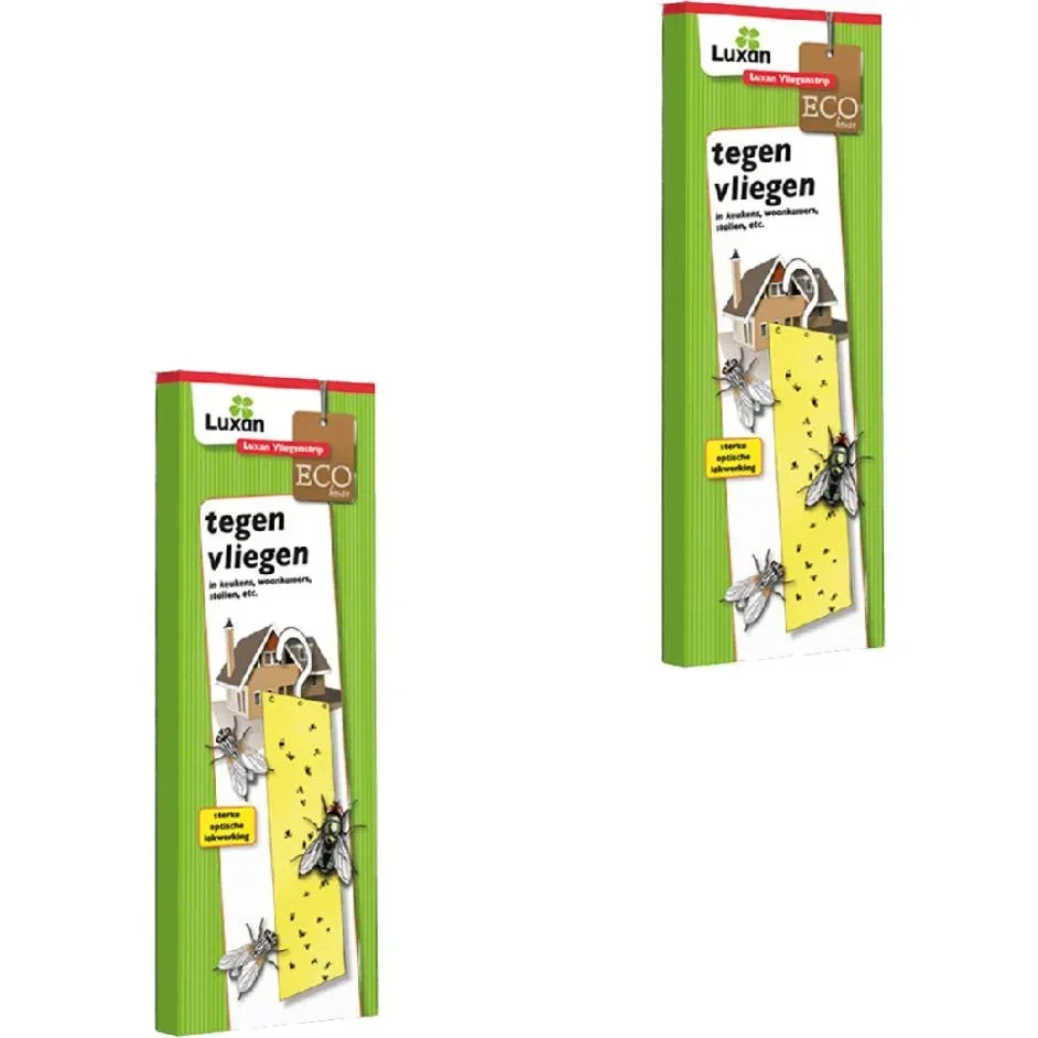 Luxan Fliegenklammer / Fliegenfalle / Klebestreifen mit Haken - ECO ungiftig - 2 PIPS