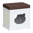 Katzenhaus Sitzhocker Hocker 2 In 1 Katzenhöhle Katzenwohnung MDF Weiß 41 x 30 x 36 cm
