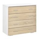 Kommode mit 4 Schubladen Badezimmerschrank Schubladenschrank für Schlafzimmer Wohnzimmer Eiche Weiß 76x35x72 cm