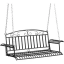 Metall-Wandhalterung 2-sitzige Gartenschaukel mit Ketten Schwarz 137 x 58 x 52 cm